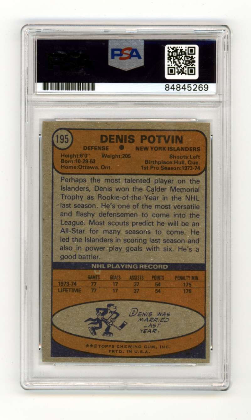 Dennis Potvin 1974-75 Topps #195 Rookie RC w/ HOF Insc Signed PSA Authentic Auto1