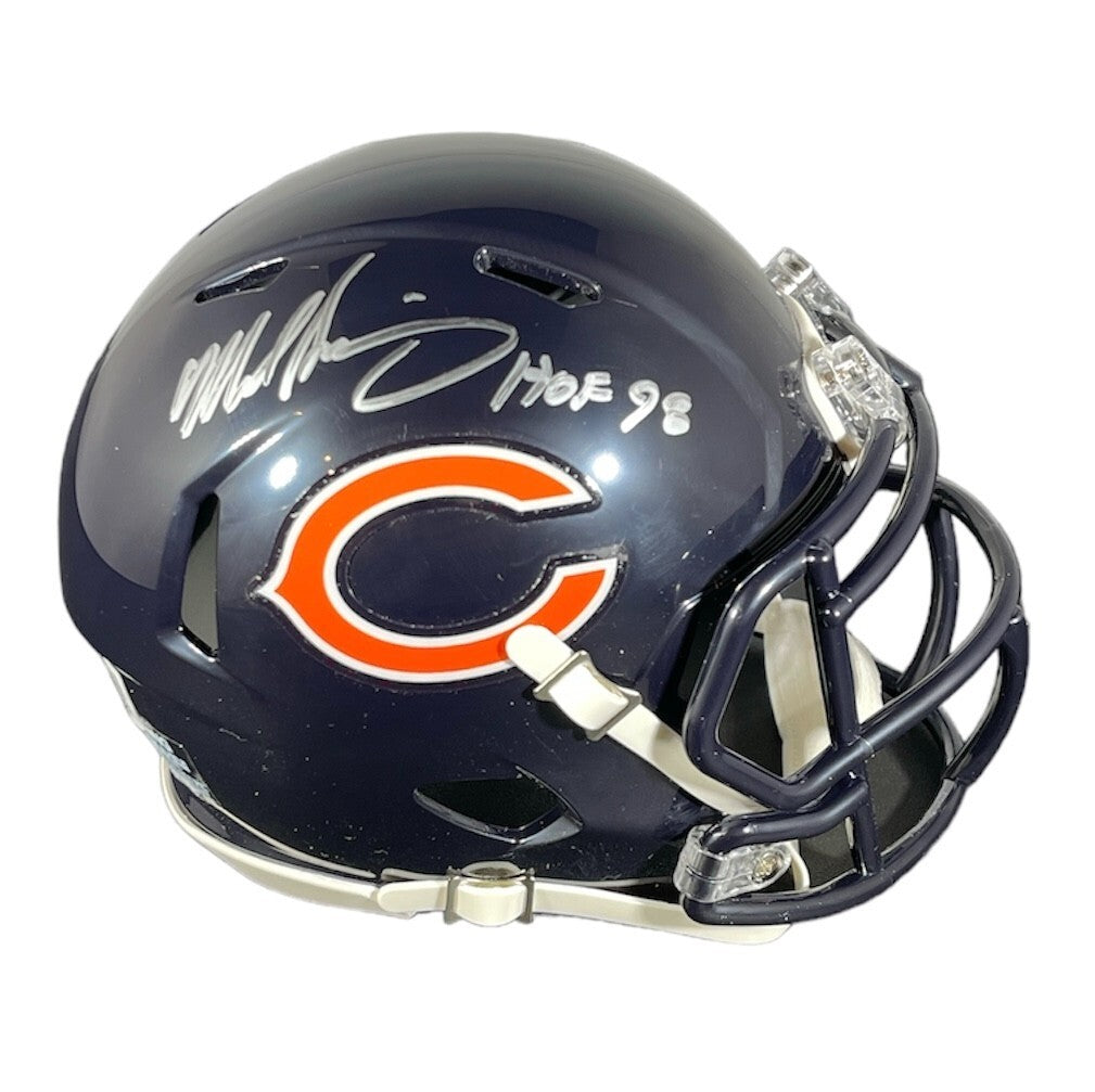 Mike Singletary Signed Chicago Bears Mini Helmet HOF 98 Beckett Witness BAS COA0