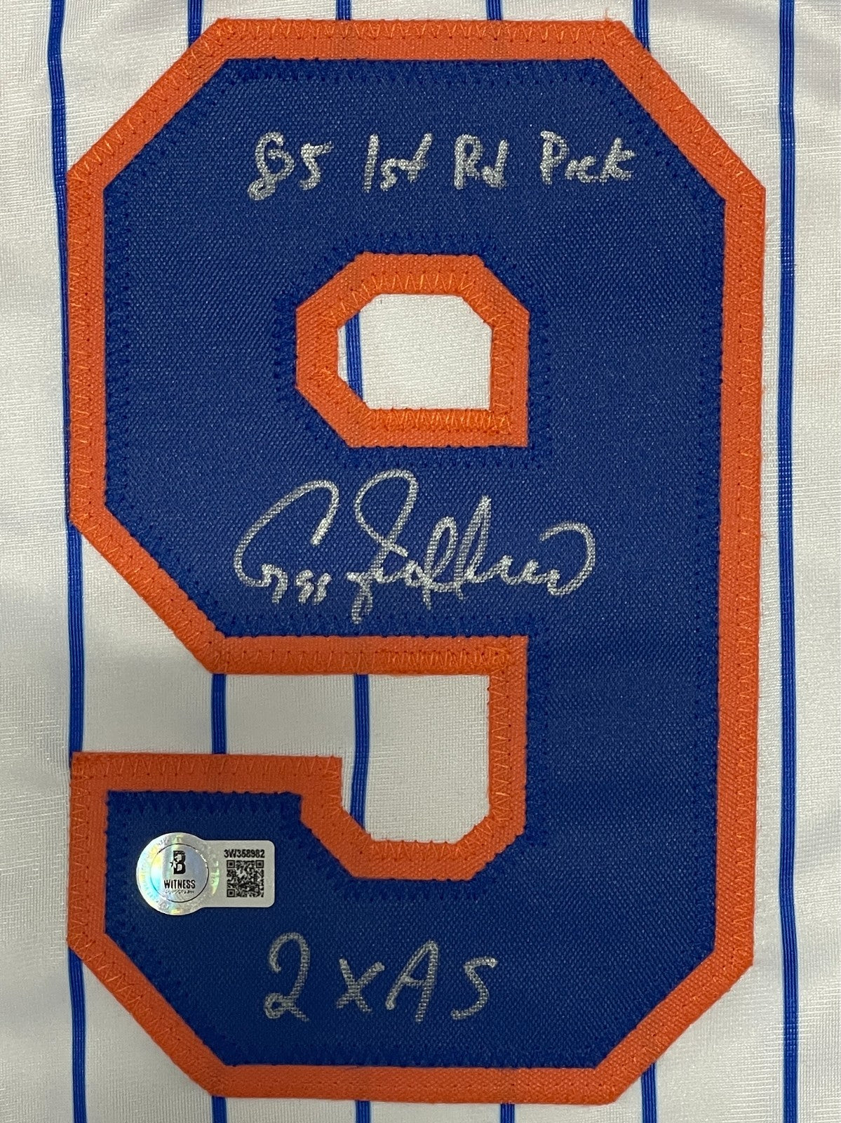 Gregg Jefferies Signed Mets Custom Jersey w/ 2 Insc Beckett Witness BAS COA1