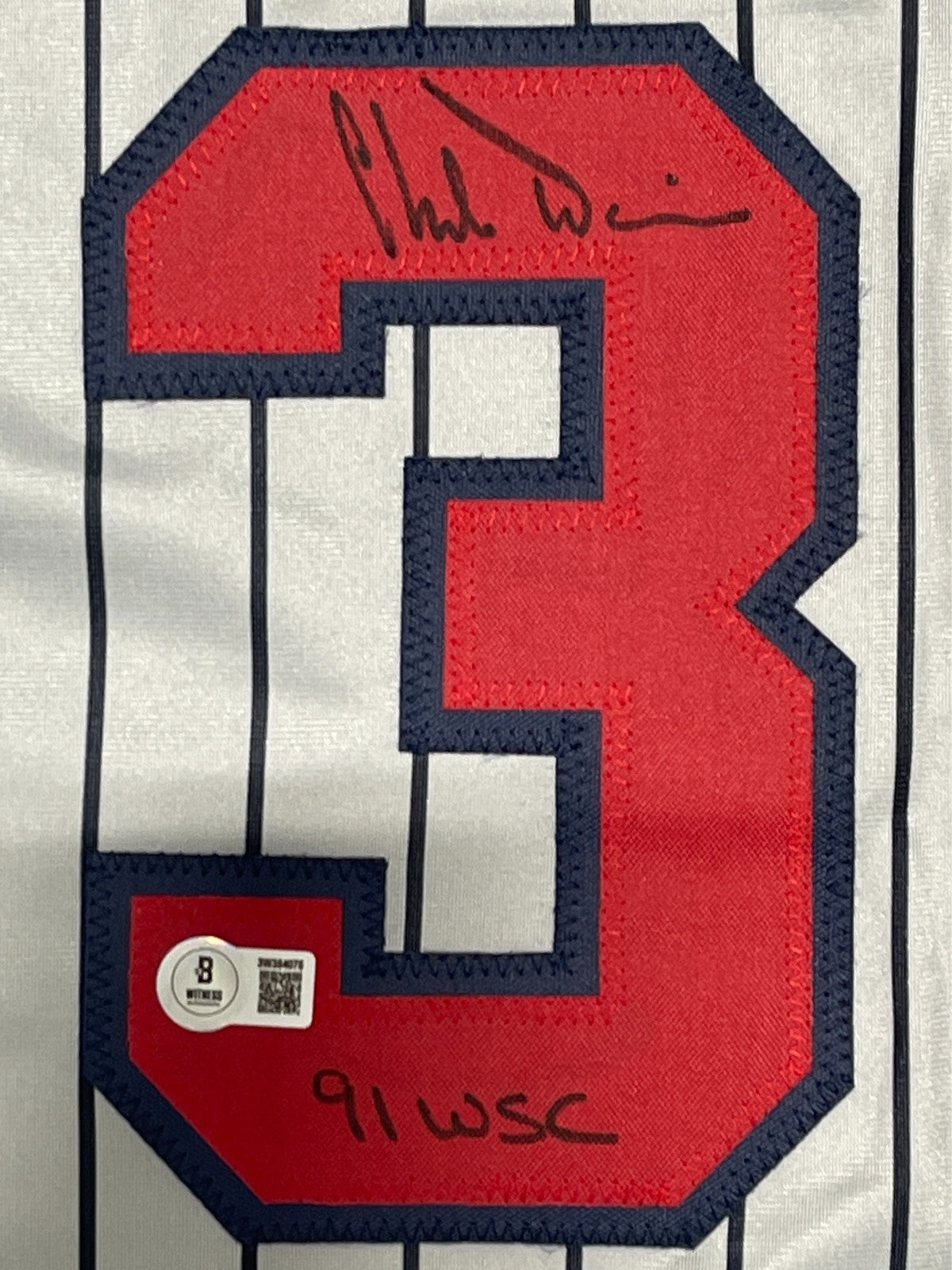 Chili Davis Signed Minnesota Custom Jersey w/ 91 WSC Beckett Witness BAS COA1