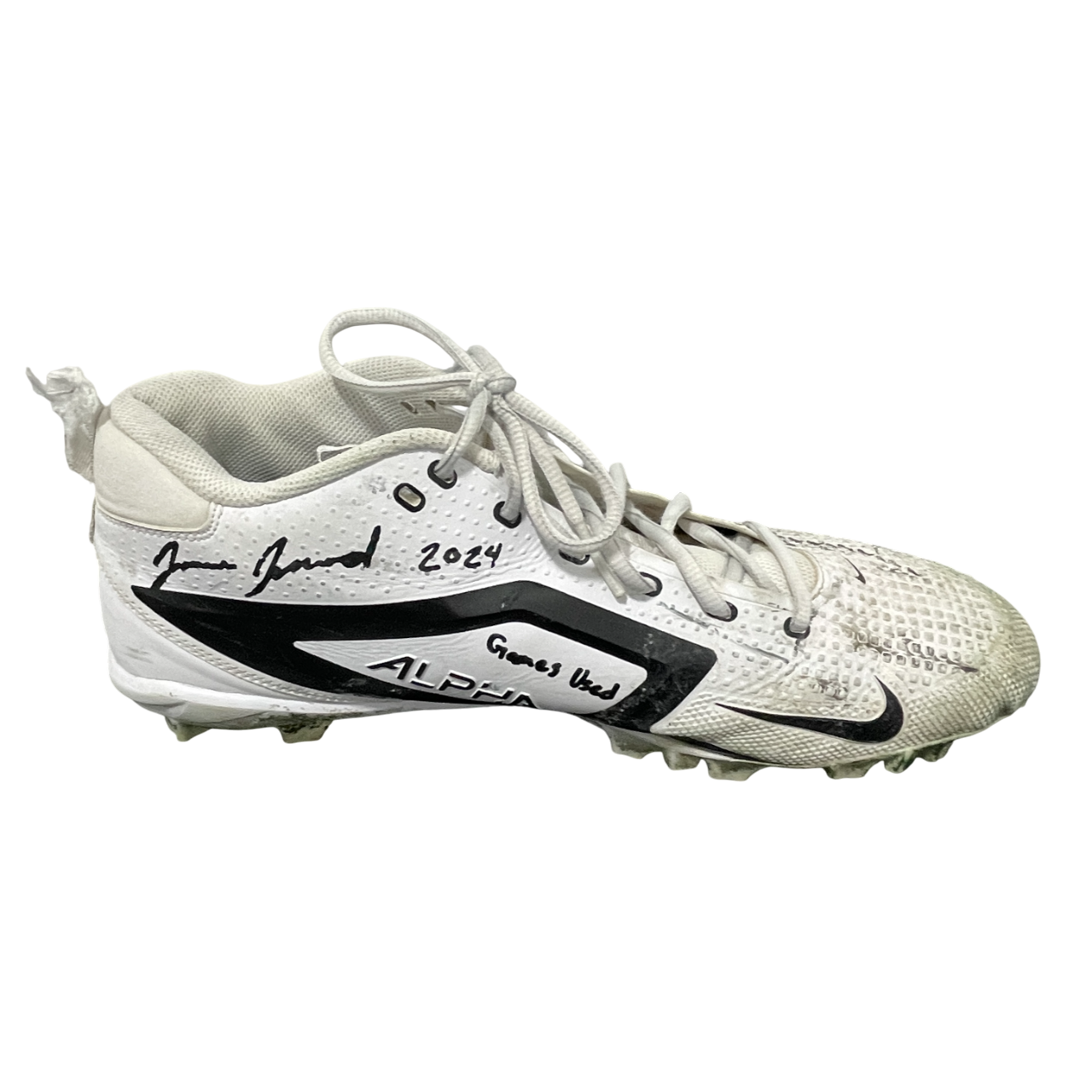 Jamien Sherwood Signed 2024 Game Used Football Cleats (PAIR) Beckett Wit BAS COA6