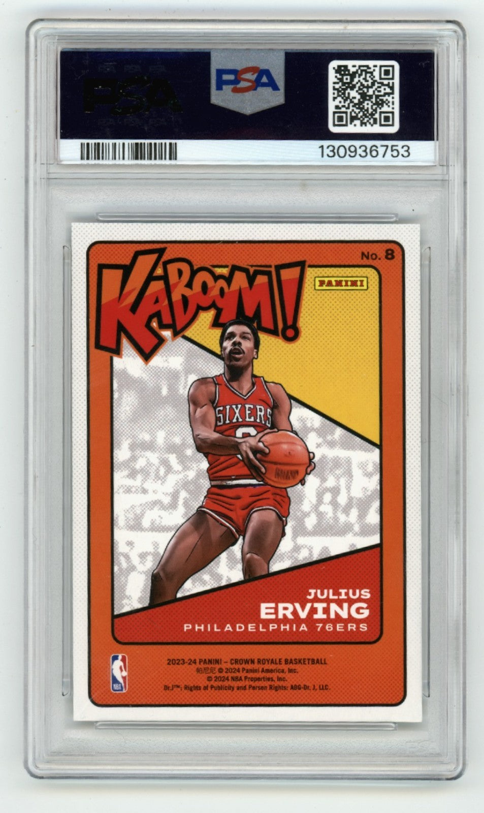 Julius Erving 2023 Panini Vertical Kaboom #8 Signed w/ Dr. J Insc. PSA 10 Auto1
