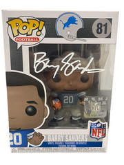 Barry Sanders Signed Detroit Lions NFL Funko Pop #81 Beckett Witness BAS COA0