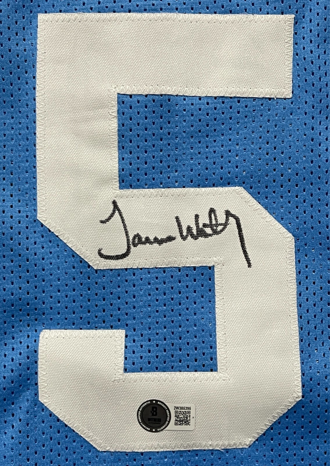 James Worthy Signed North Carolina Custom Jersey Beckett Witness BAS COA1