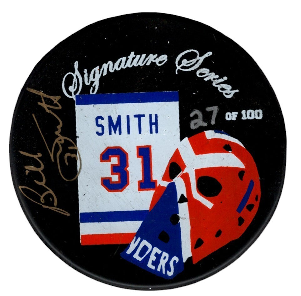 Billy Smith Signed Islanders Puck Signature Series LE /100 Beckett Wit BAS COA0