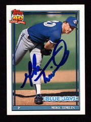 Mike Timlin Signed Auto 1991 Topps Traded #121T Rookie RC LSCM COA Blue Jays0