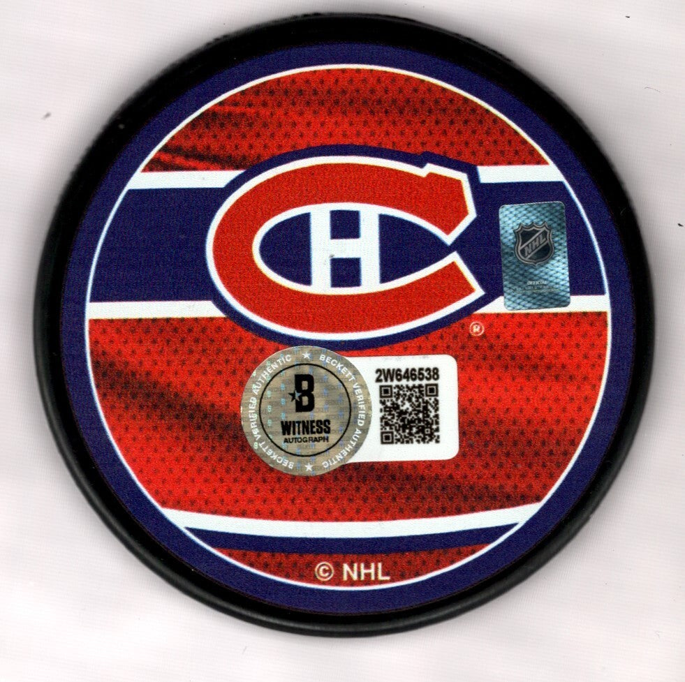 Chris Chelios Signed Canadiens Reverse Retro Puck w/ 86 Cup Beckett W BAS COA1