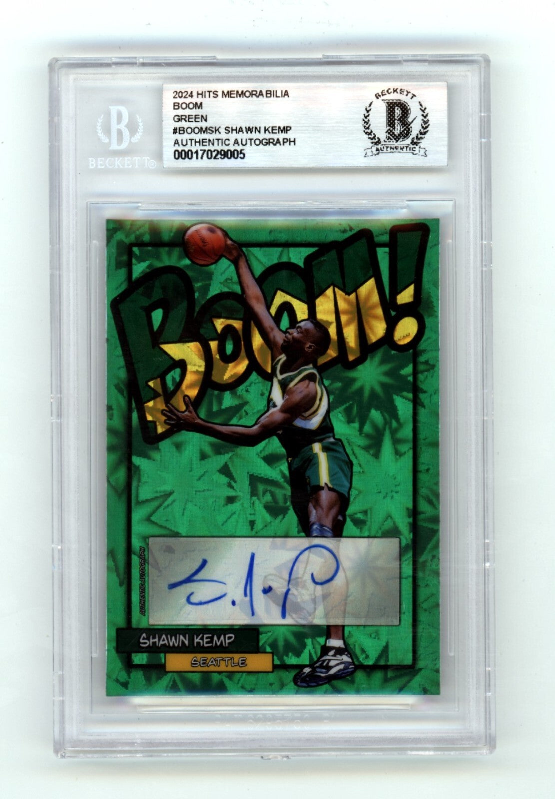 Shawn Kemp 2024 Hits Memorabilia BOOM Green #/5 Signed BGS BAS Auto Sonics0