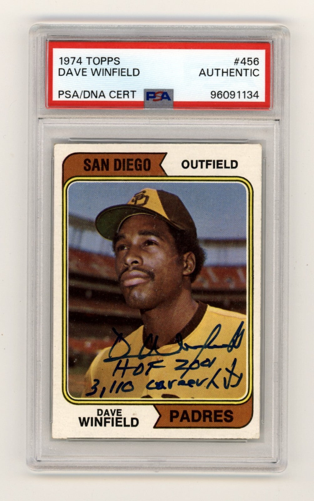 Dave Winfield 1974 Topps 456 Rookie RC Signed w/ HOF Hits Ins PSA Authentic Auto2