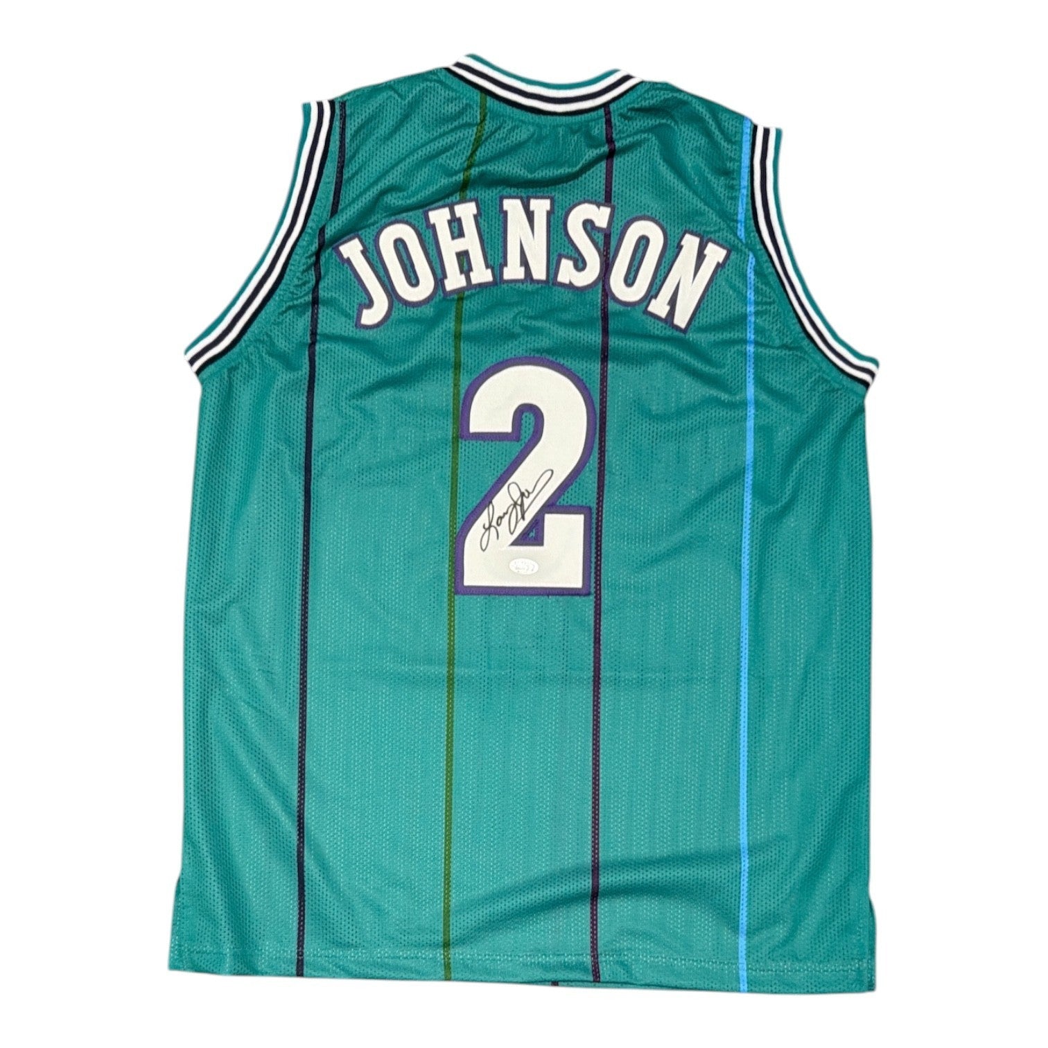 Larry Johnson Signed Autographed Charlotte Hornets Custom Jersey JSA Witness COA0