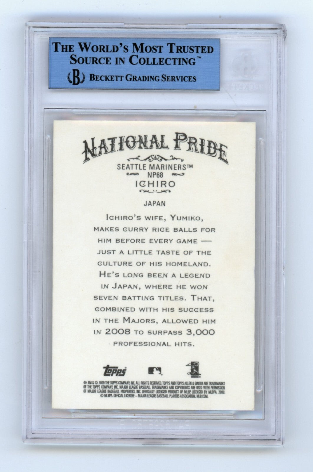 Ichiro Suzuki 2009 Topps Allen & Ginter Signed National Pride JSA BGS Authentic 1