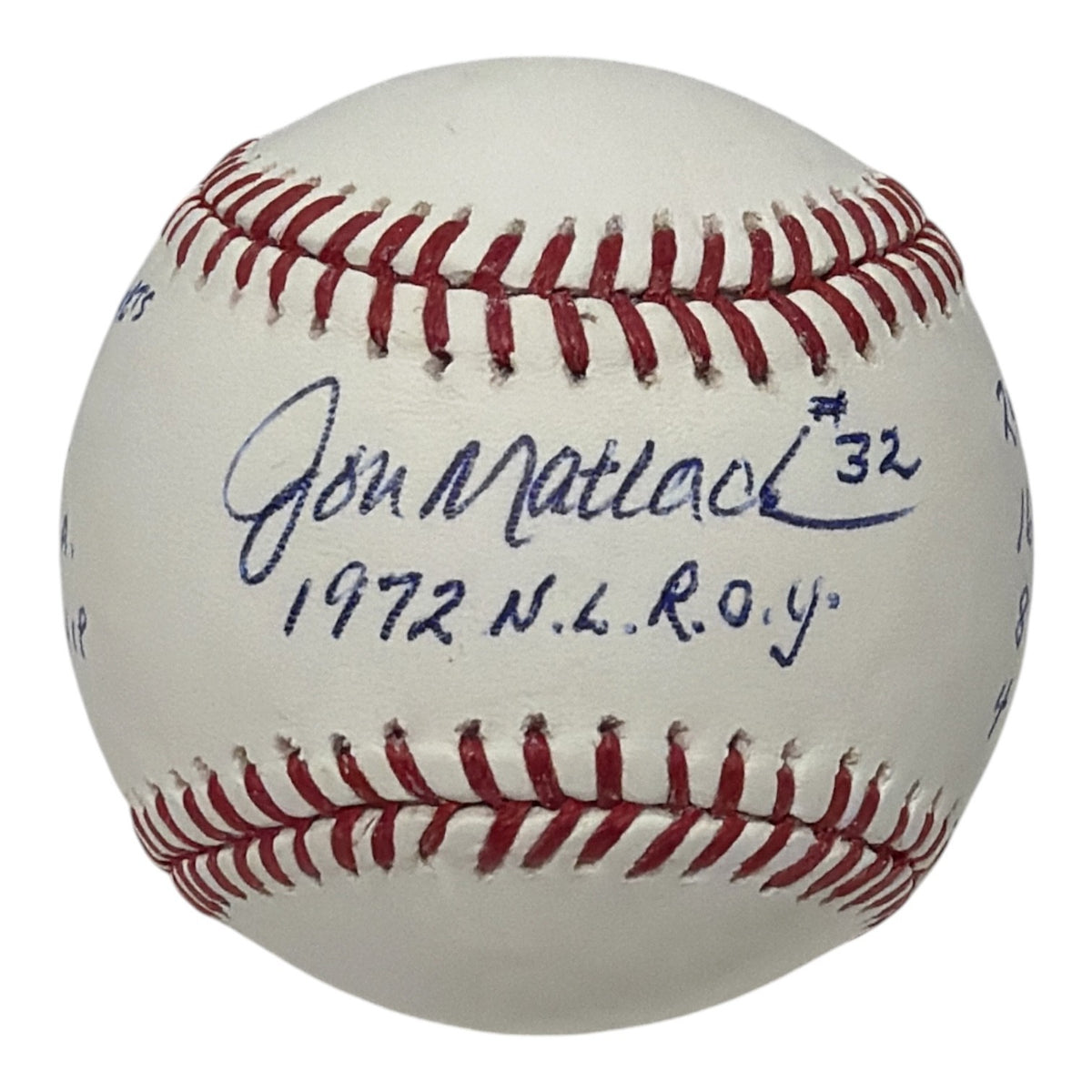 Jon Matlack Signed Autographed ROMLB Baseball w/ 10 ROY Stat Inscs. JSA COA Mets0