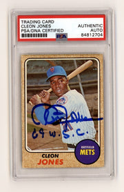 Cleon Jones 1968 Topps #254 69 WSC Inscribed Signed PSA DNA Authentic Auto Mets0