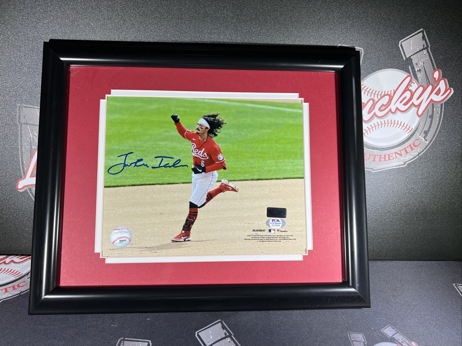 Jonathan India Signed Framed 8x10 Photo 1st HR Cincinnati Reds PSA ITP COA0