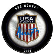 Aerin Frankel Signed Autographed USA Hockey 2026 Puck JSA Witness COA0