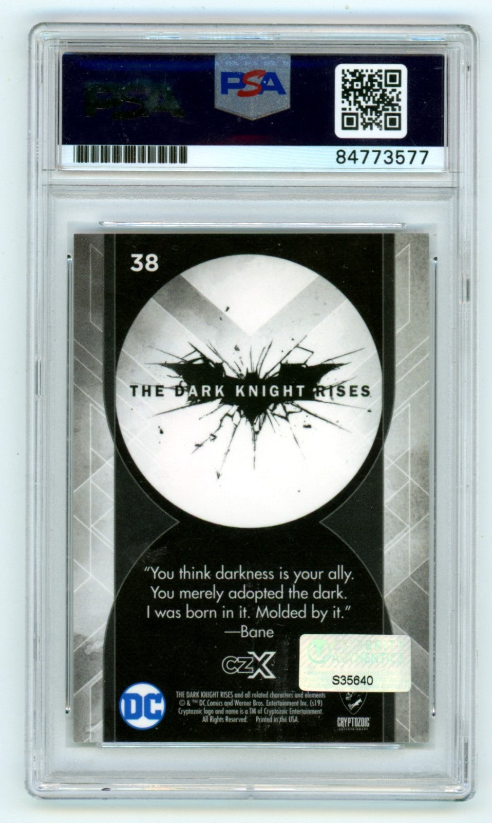 Tom Hardy 2019 DC CZX #38 The Dark Knight Rises Bane Signed PSA Authentic Auto1