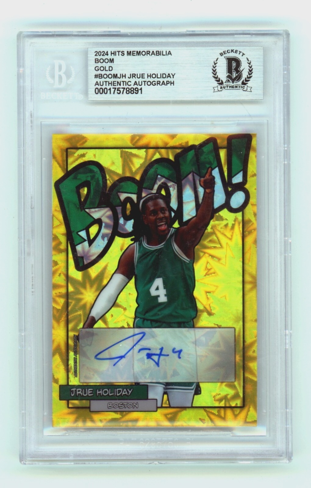 Jrue Holiday 2024 Hits Memorabilia BOOM Gold JSY # 4/10 Signed BGS BAS Auto0