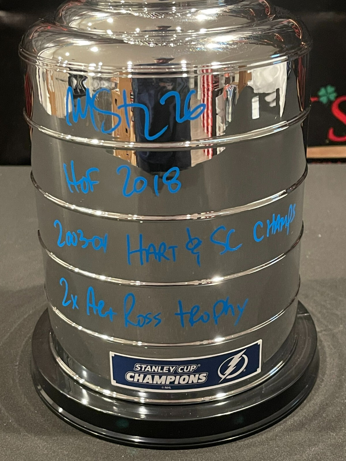 Martin St. Louis Signed Auto 14" Mini Stanley Cup 3x Insc. PSA ITP COA Lightning1