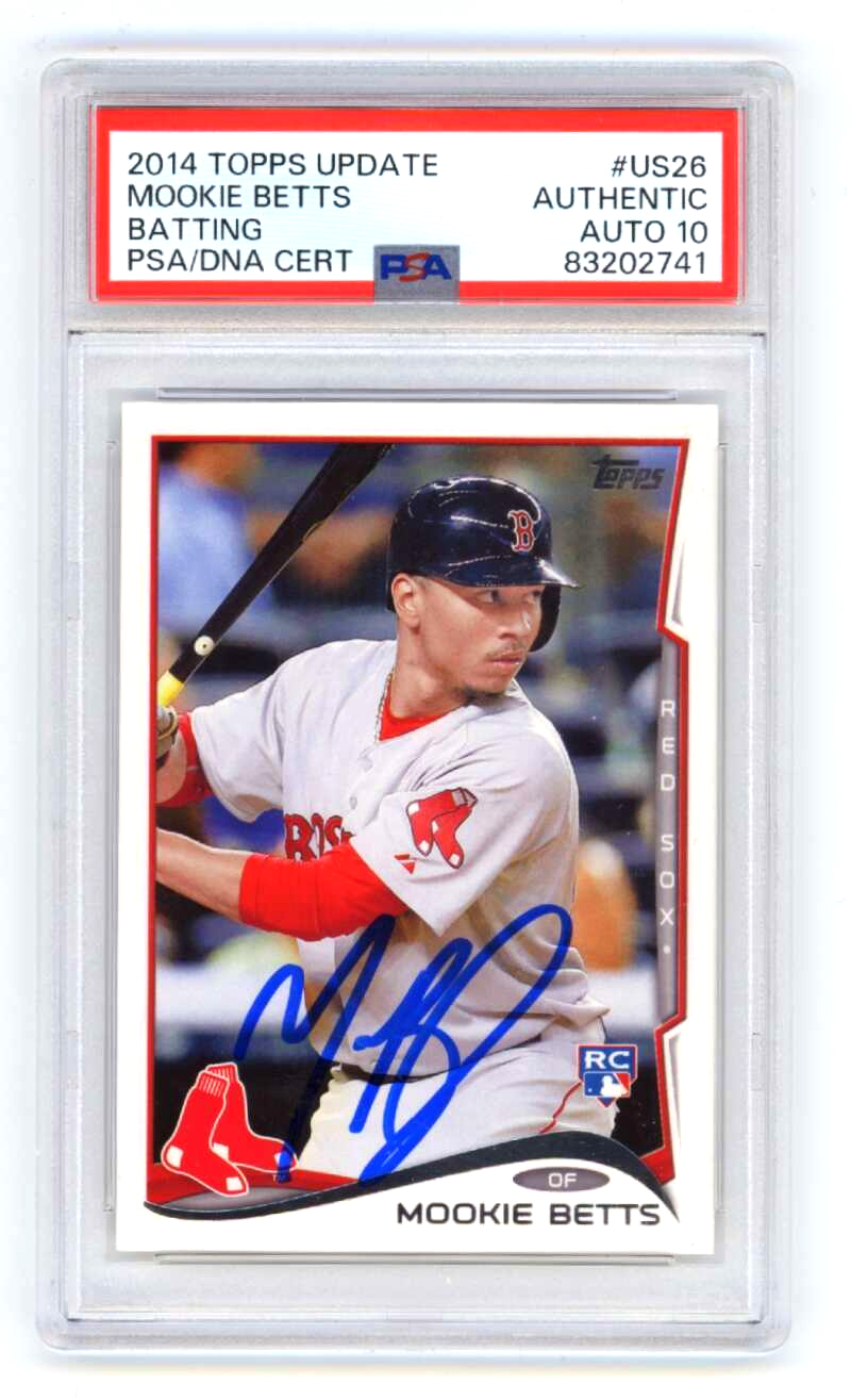Mookie Betts 2014 Topps Update US26 Rookie RC Signed PSA 10 Auto Red Sox Dodgers0
