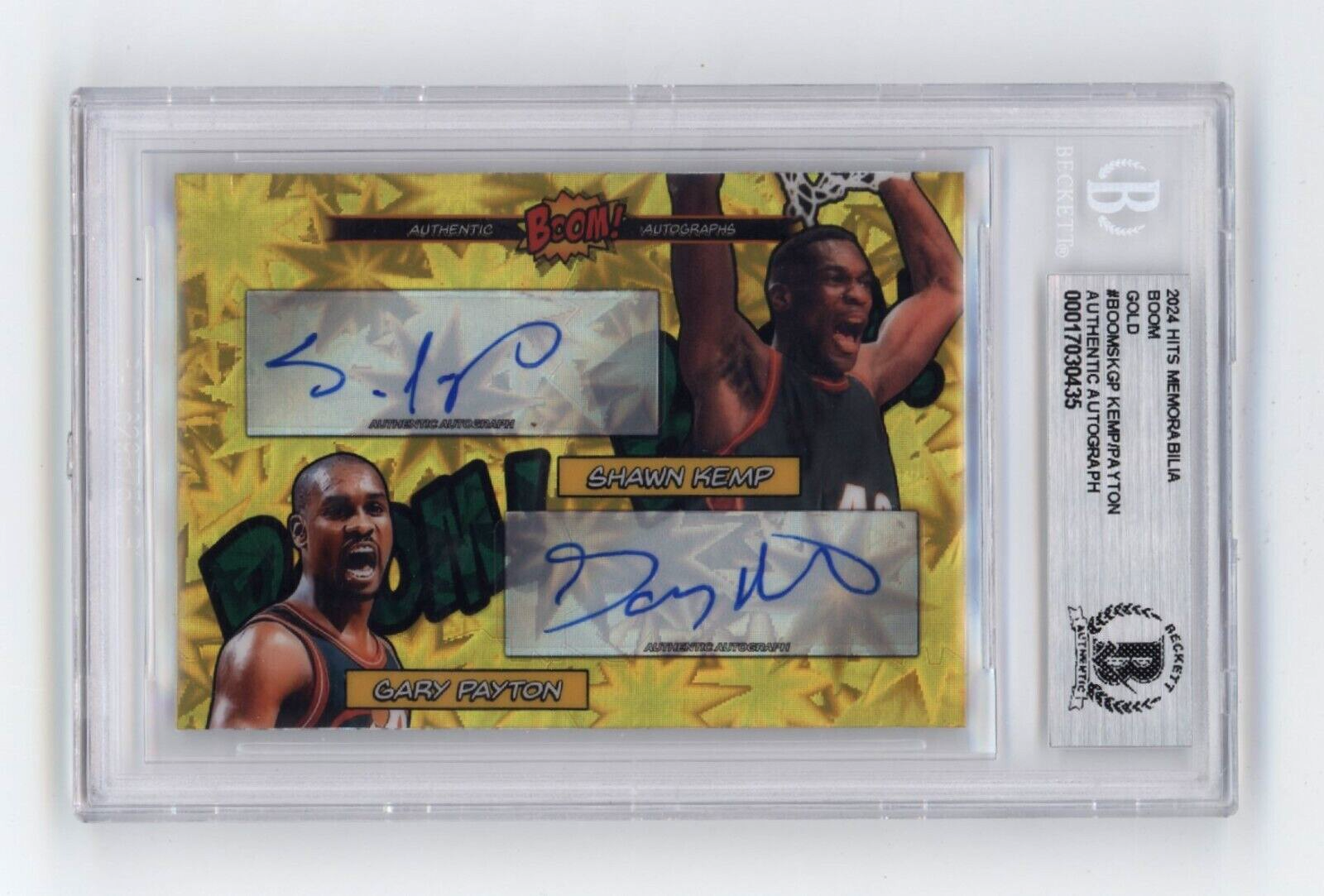 Shawn Kemp & Gary Payton 2024 Hits BOOM Gold #/10 Dual Signed BGS BAS Auto0