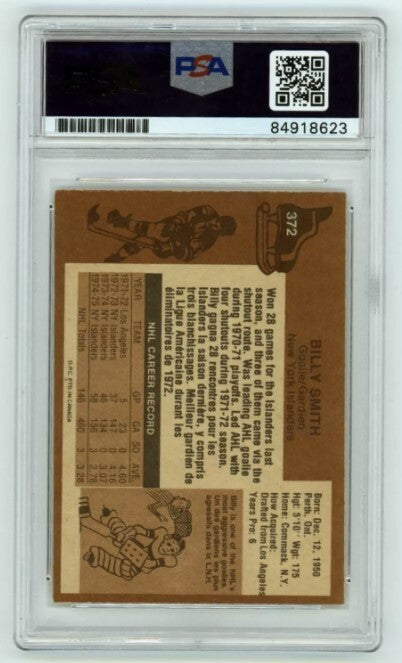 Billy Smith 1975-76 O-Pee-Chee OPC #372 Signed PSA Authentic Auto Islanders HOF1