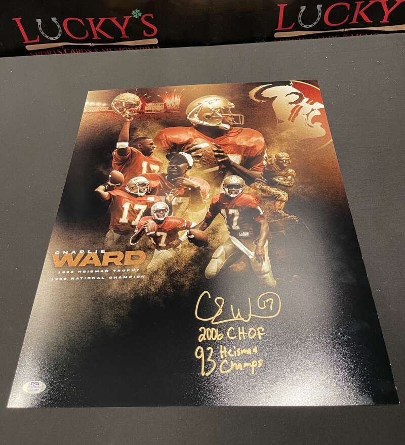 Charlie Ward Signed 16x20 Photo Comp w/ 2006 CHOF 94 Heisman Champs PSA COA0