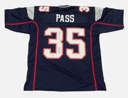 Patrick Pass Signed Patriots Custom Jersey w/ 3x SB Champ Beckett Wit BAS COA0