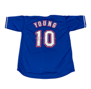 Michael Young Signed Texas Rangers Custom Jersey Beckett Witness BAS COA0