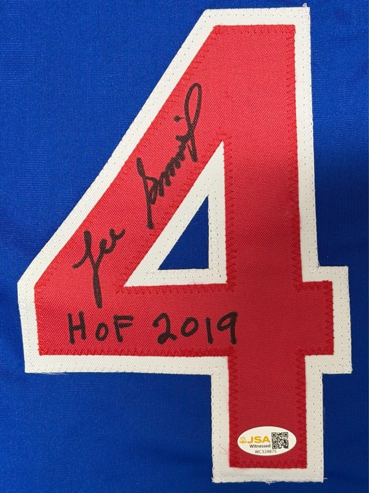 Lee Smith Signed Chicago Cubs Custom Jersey w/ HOF  2019 JSA Witness COA1