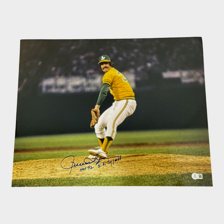 Rollie Fingers Signed 16x20 Photo w/ HOF 92 81 AL CY MVP Beckett Witness BAS COA0