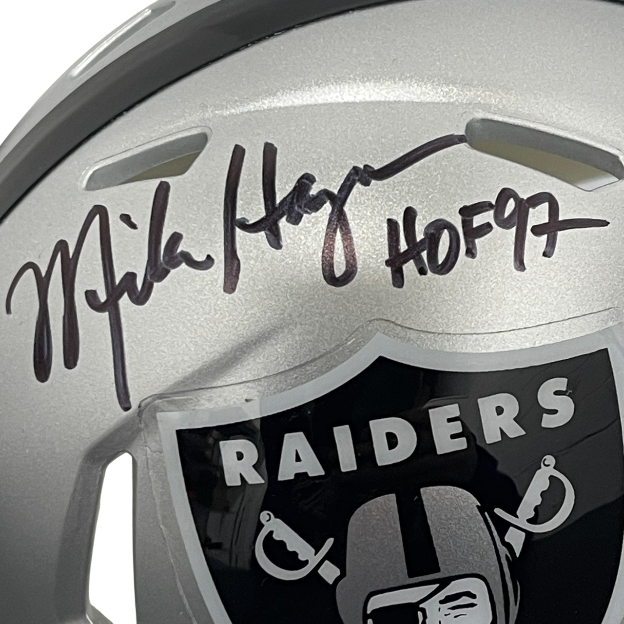 Mike Haynes Signed Raiders Speed Mini Helmet w/ HOF 97 Beckett Witness BAS COA1