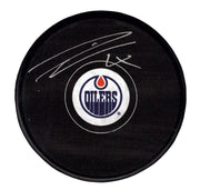 Leon Draisaitl Signed Autographed Edmonton Oilers Logo Puck Fanatics COA0