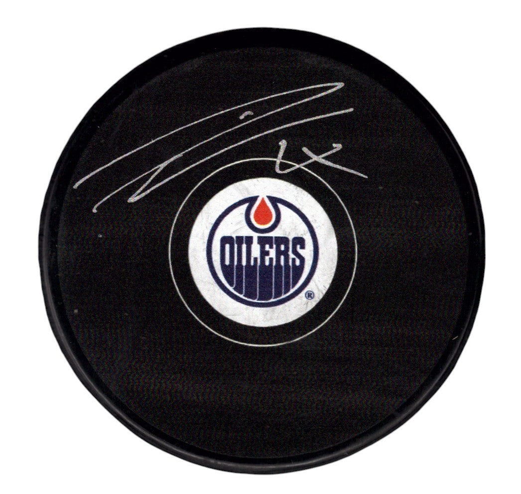 Leon Draisaitl Signed Autographed Edmonton Oilers Logo Puck Fanatics COA0