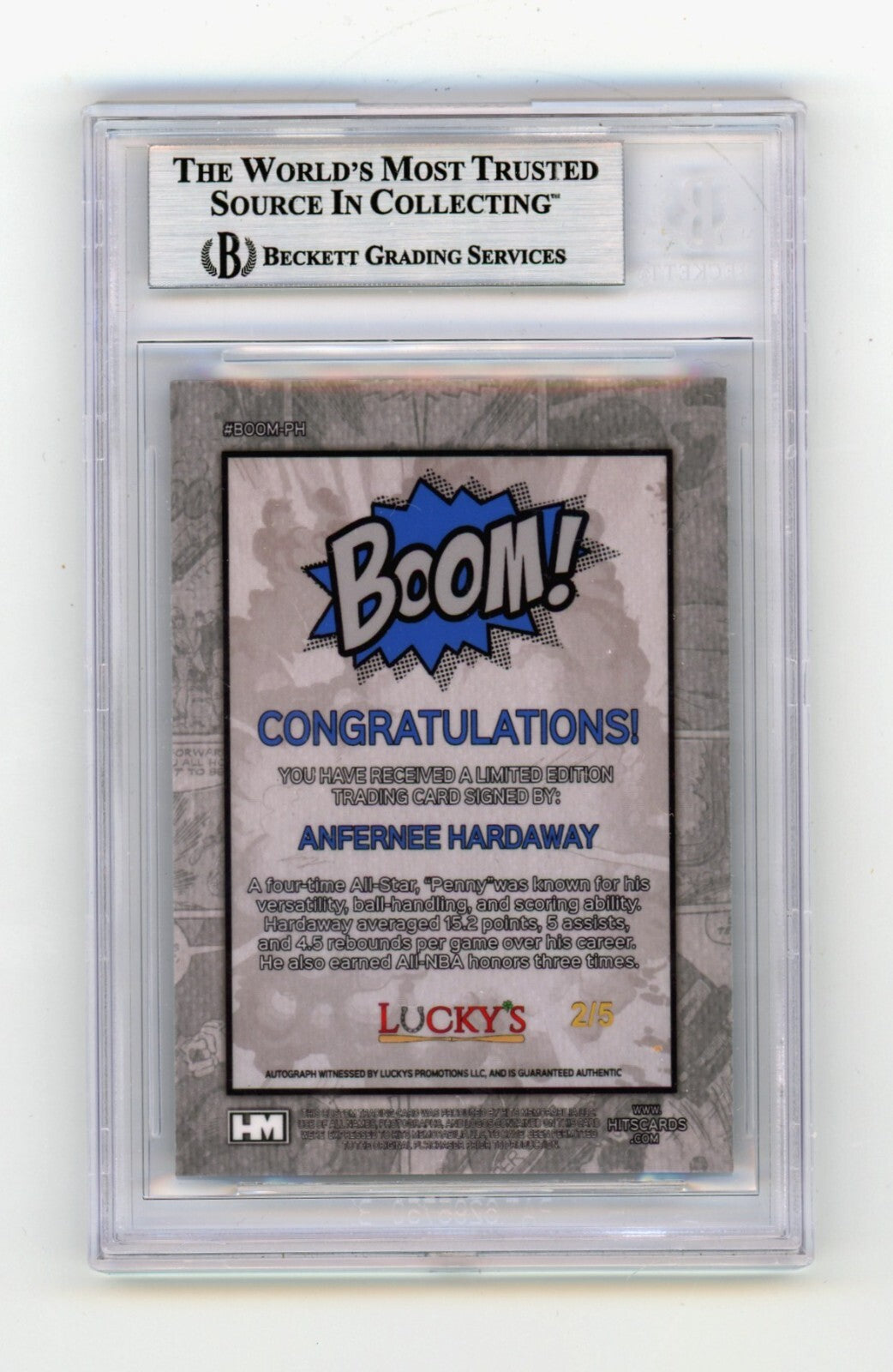 Anfernee Hardaway 2024 Hits Memorabilia BOOM Blue /5 Signed BGS BAS Auto Orlando1