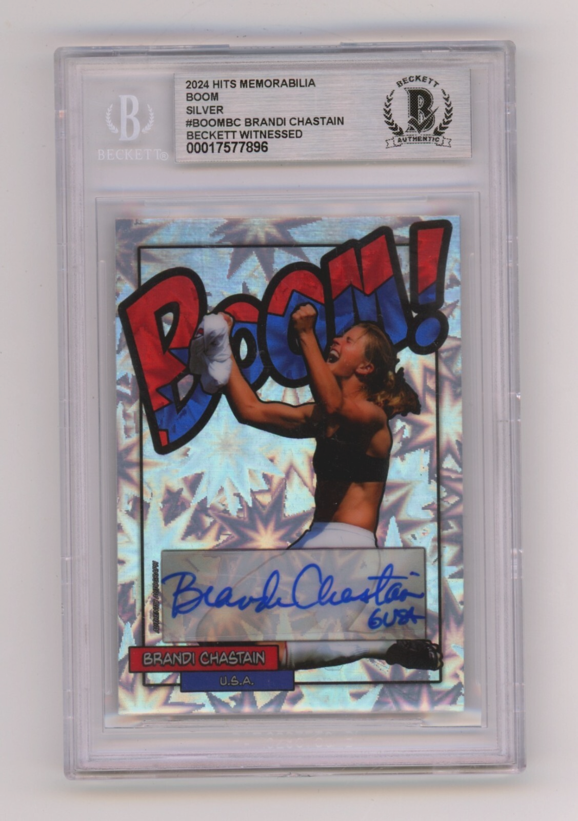 Brandi Chastain 2024 Hits Memorabilia BOOM Silver /6 Signed w/ USA BGS BAS Auto0