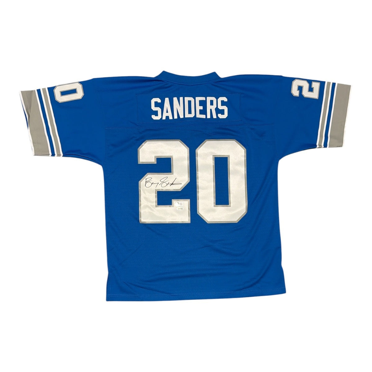 Barry Sanders Signed Autographed Detroit Lions M&N Jersey SCHWARTZ + JSA COA0