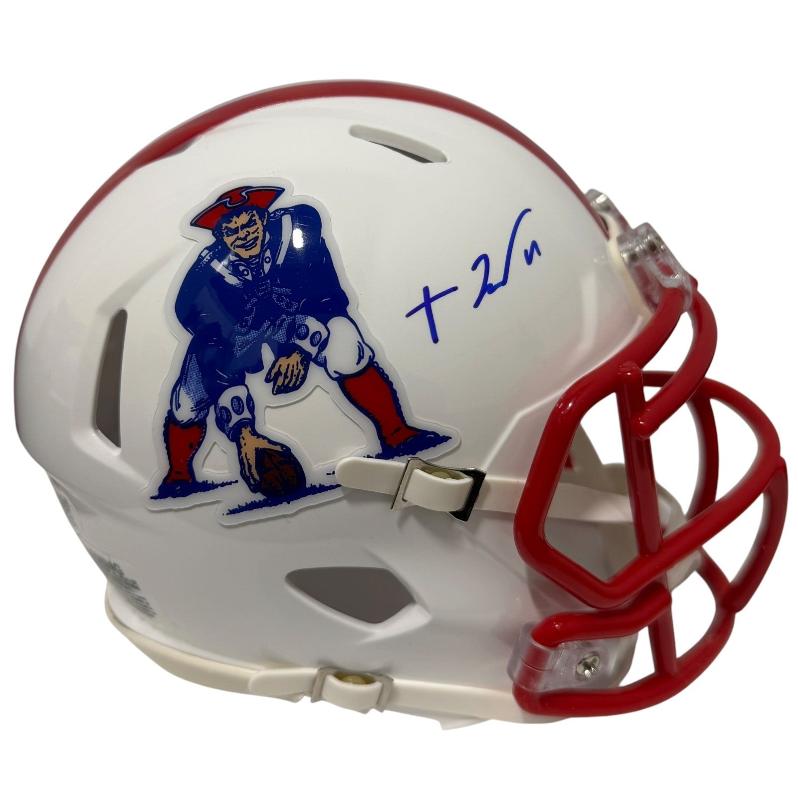 TreVeyon Henderson Signed New England Patriots TB Mini Helmet JSA Witness COA0