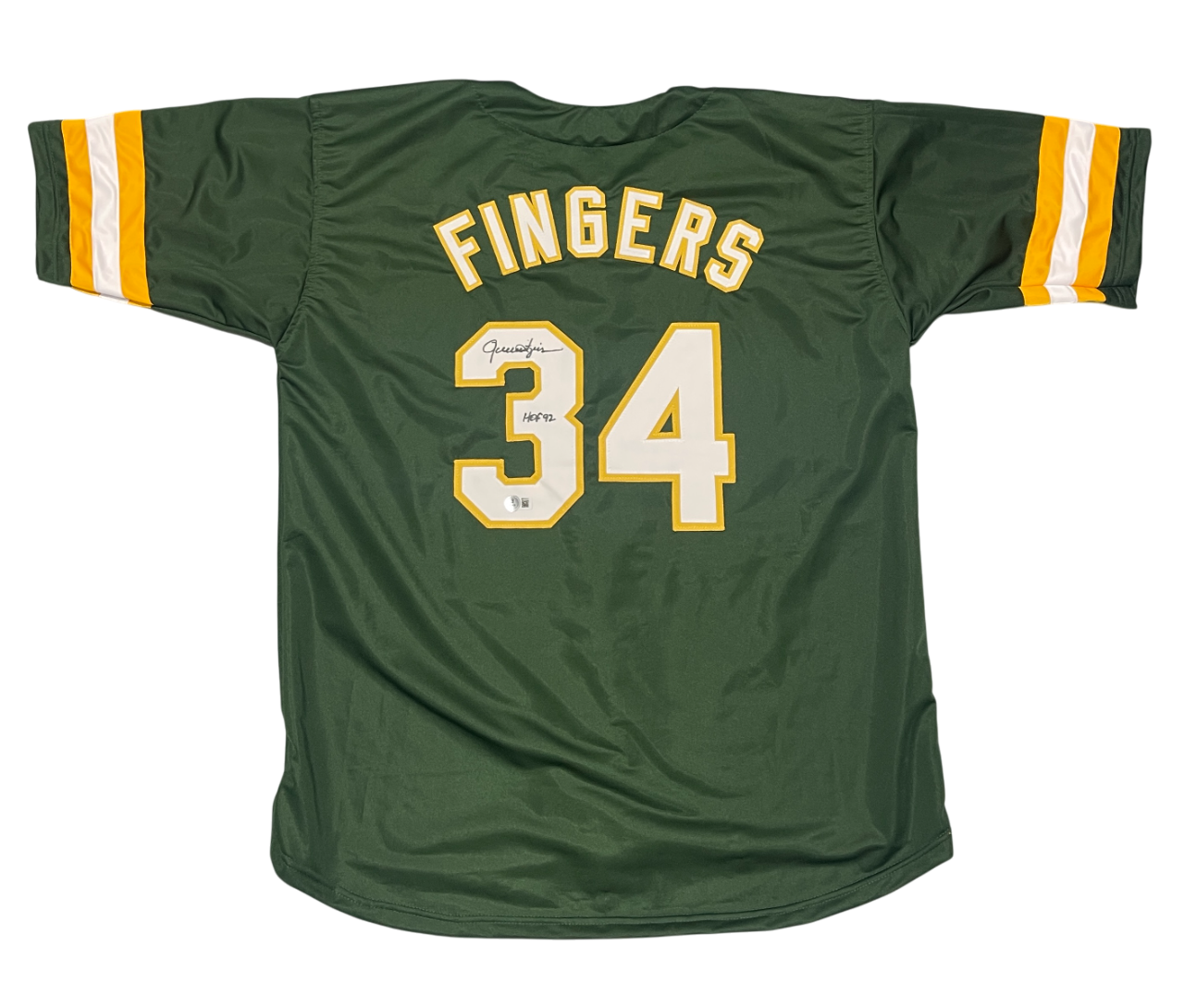 Rollie Fingers Signed Oakland Athletics Custom Jersey w HOF 92 Beckett W BAS COA0