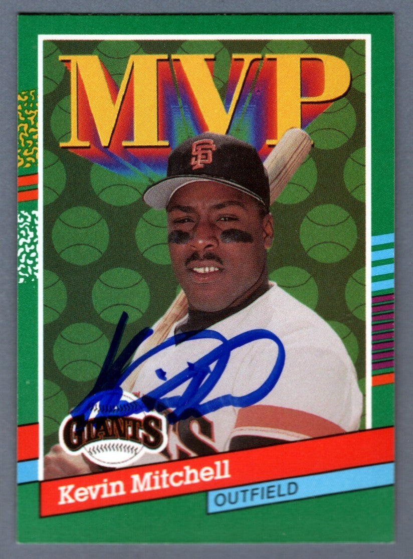 Kevin Mitchell Signed 1990 Leaf #407 MVP LSCM COA San Francisco Giants0