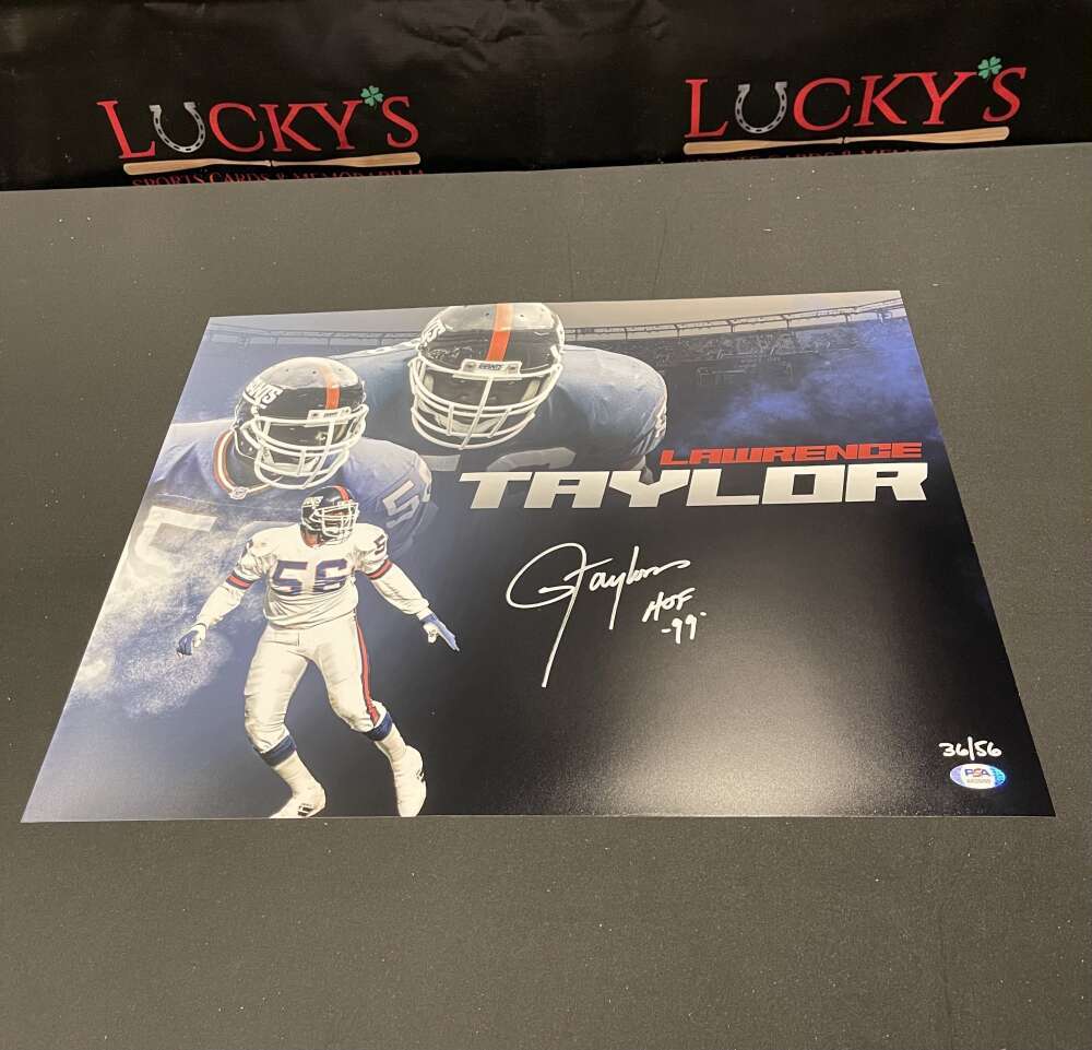 Lawrence Taylor Signed Auto 16x20 Photo Comp LE /56 PSA COA HOF 99 Giants0