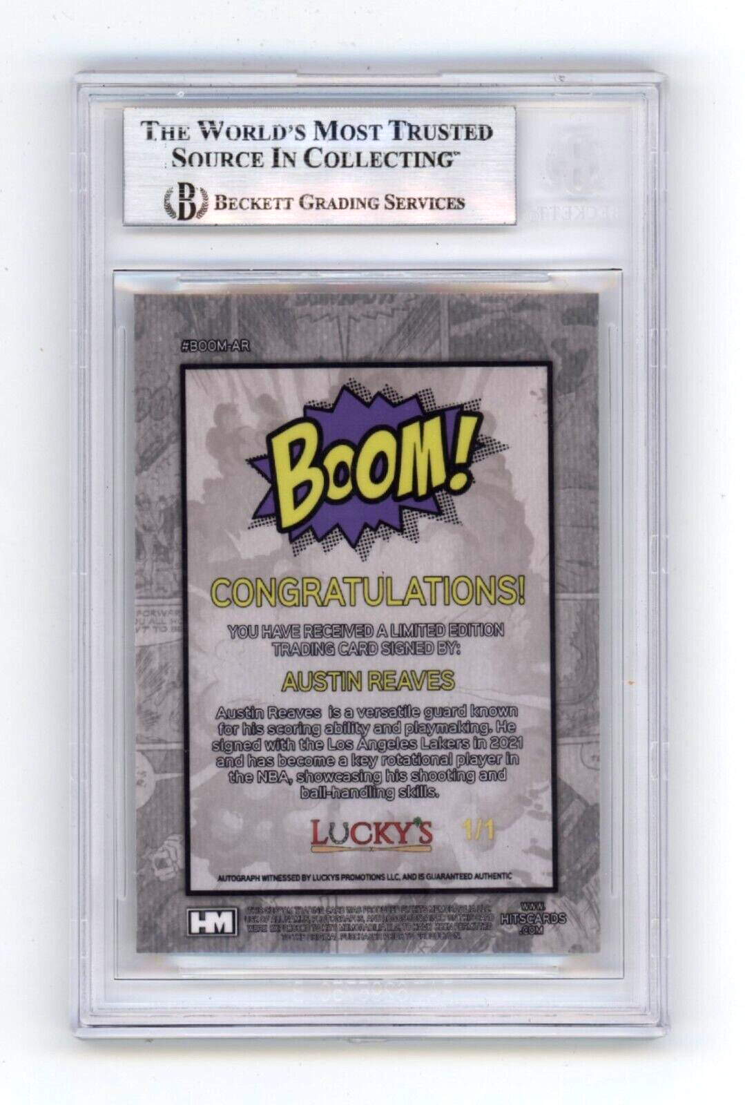 Austin Reaves 2024 Hits Memorabilia BOOM Super #1/1 Signed BGS BAS Auto Lakers1