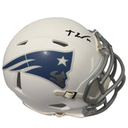 TreVeyon Henderson Signed New England Patriots Rivalries Mini Helmet JSA W COA0