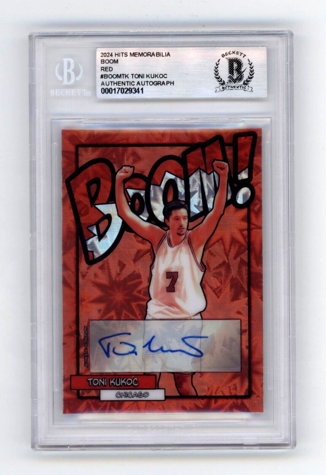 Toni Kukoc 2024 Hits Memorabilia BOOM Red #/7 Signed BGS BAS Auto Bulls0