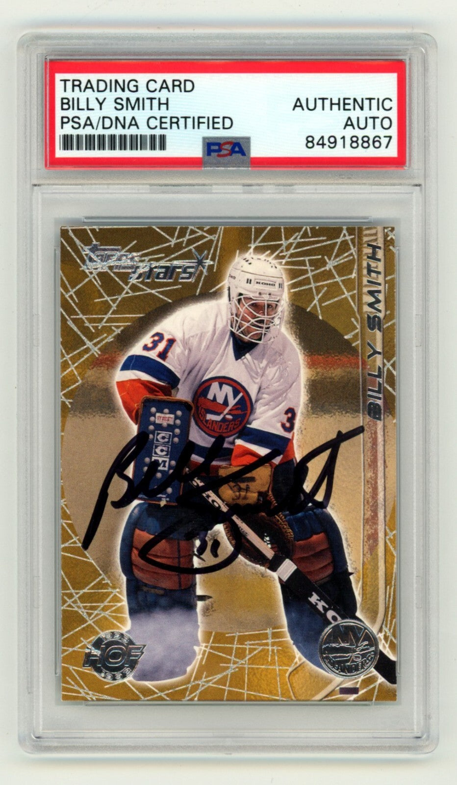 Billy Smith 2000-01 Topps Stars #99 Signed PSA Authentic Auto NY Islanders HOF0