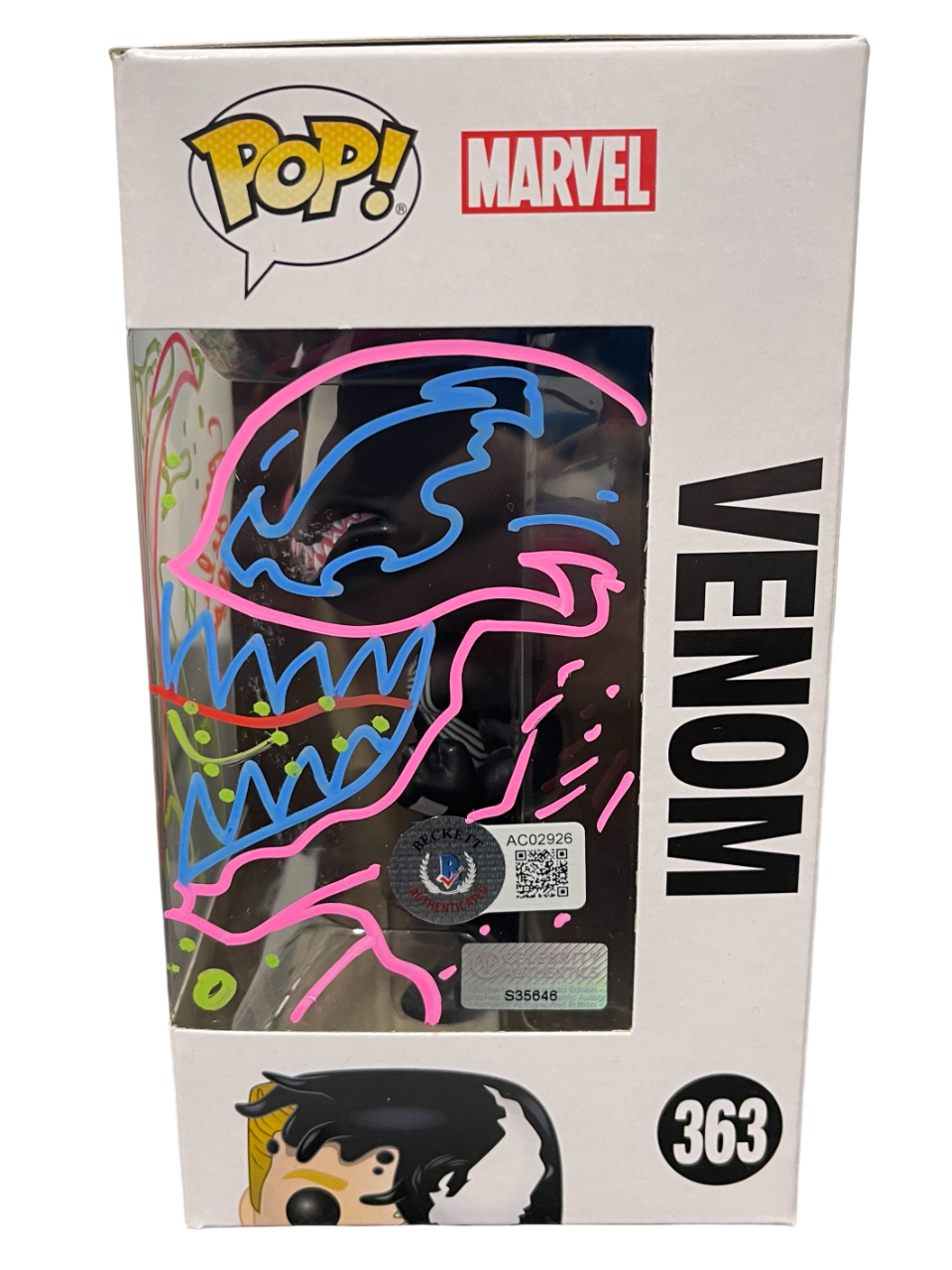 Tom Hardy Signed Venom Funko Pop #363 w/ Sam De La Rosa Sketch BAS & JSA COA A2