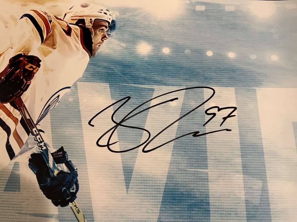Connor McDavid Signed 12x26 Photo "Fire Speed" Upper Deck UDA COA Oilers A1