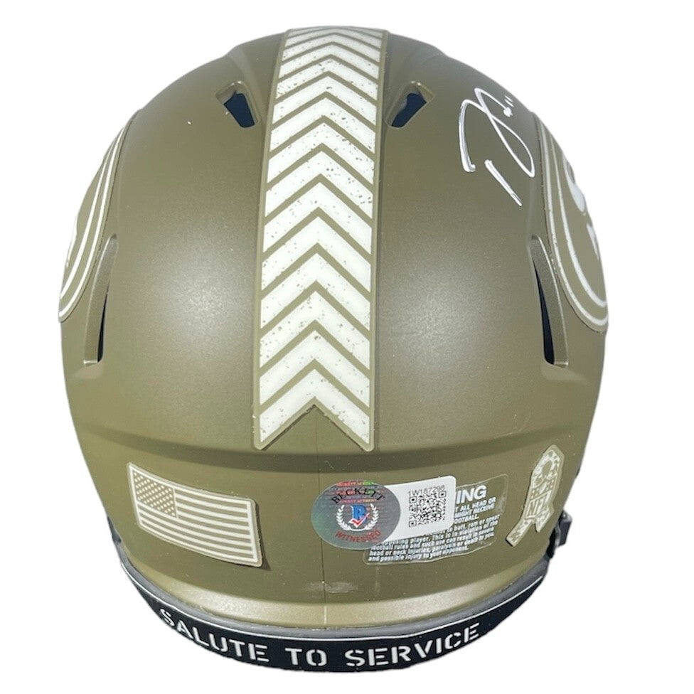 Brandon Aiyuk Signed 49ers Salute to Service Mini Helmet Beckett W BAS COA2