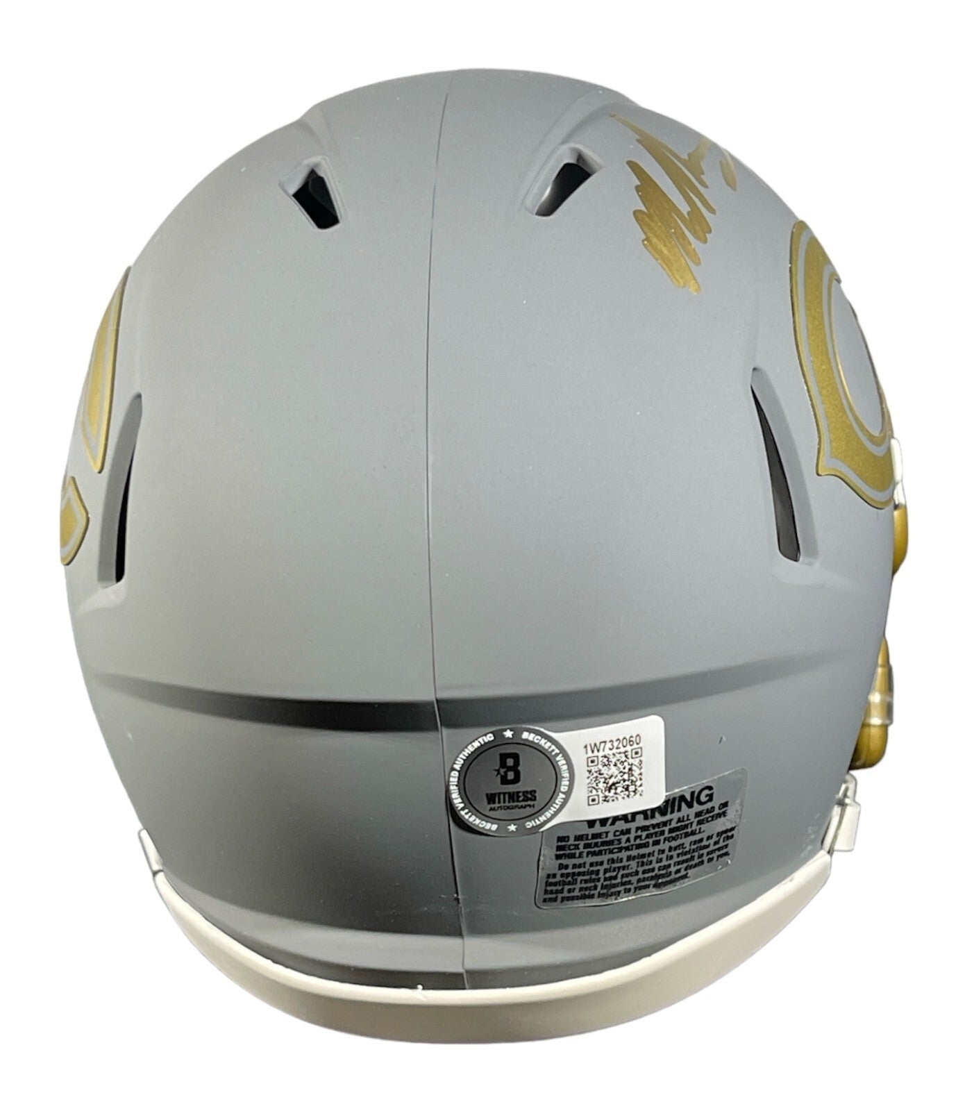 Mike Singletary Signed Bears Slate Mini Helmet HOF 98 Beckett Witness BAS COA2