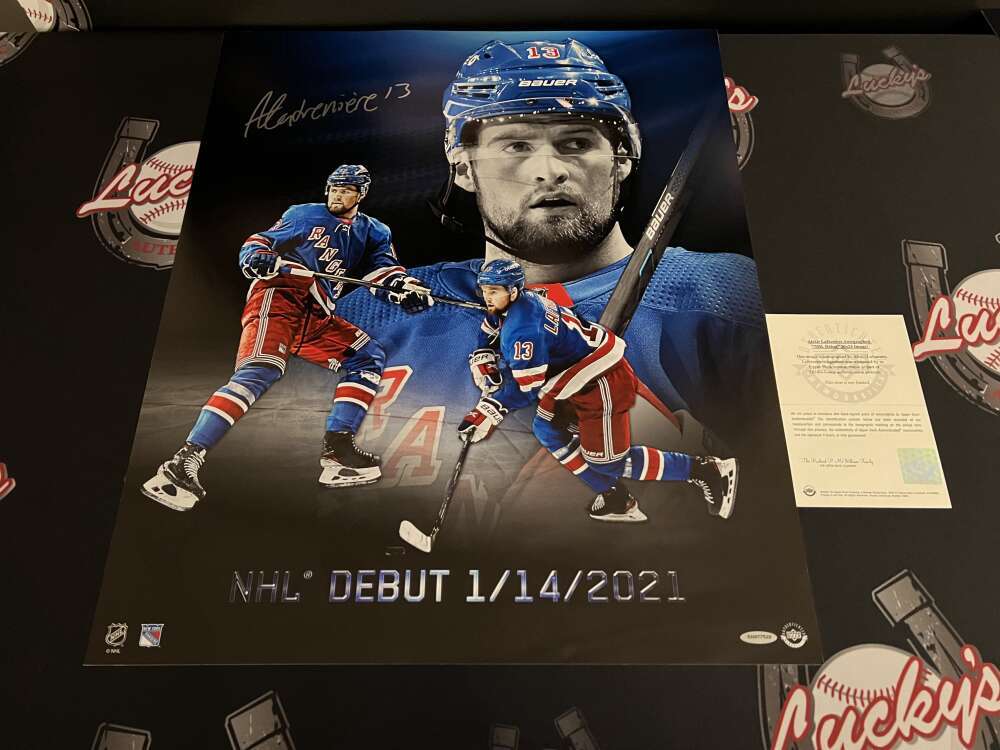 Alexis Lafreniere Signed 20x24 Photo NHL Debut Upper Deck UDA COA NY Rangers3