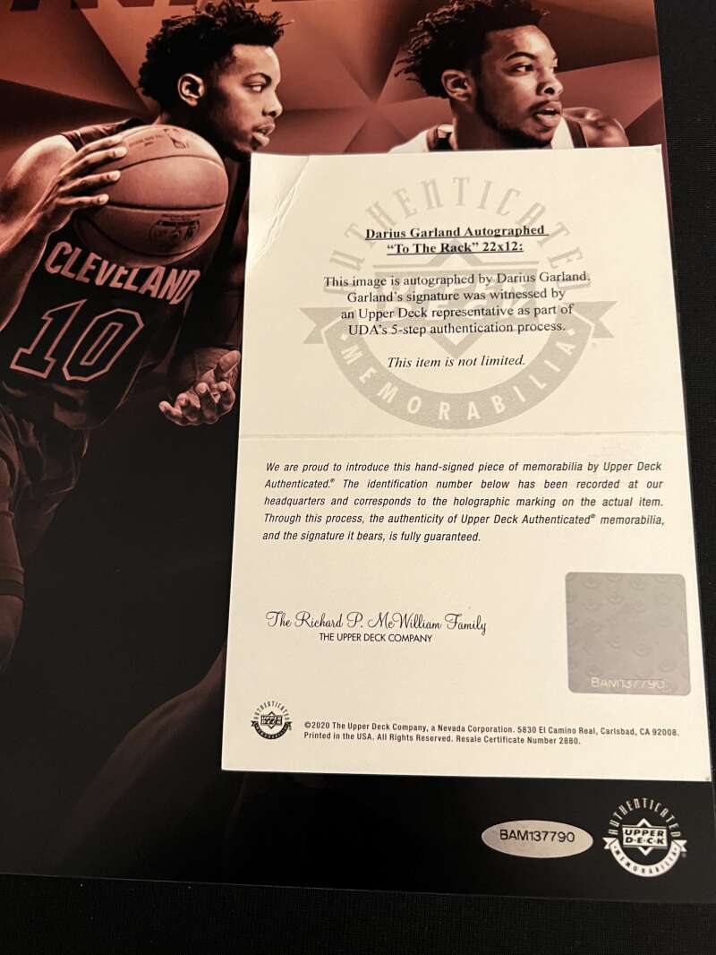 Darius Garland Signed 22x12 Photo To The Rack Upper Deck UDA COA Cavaliers2
